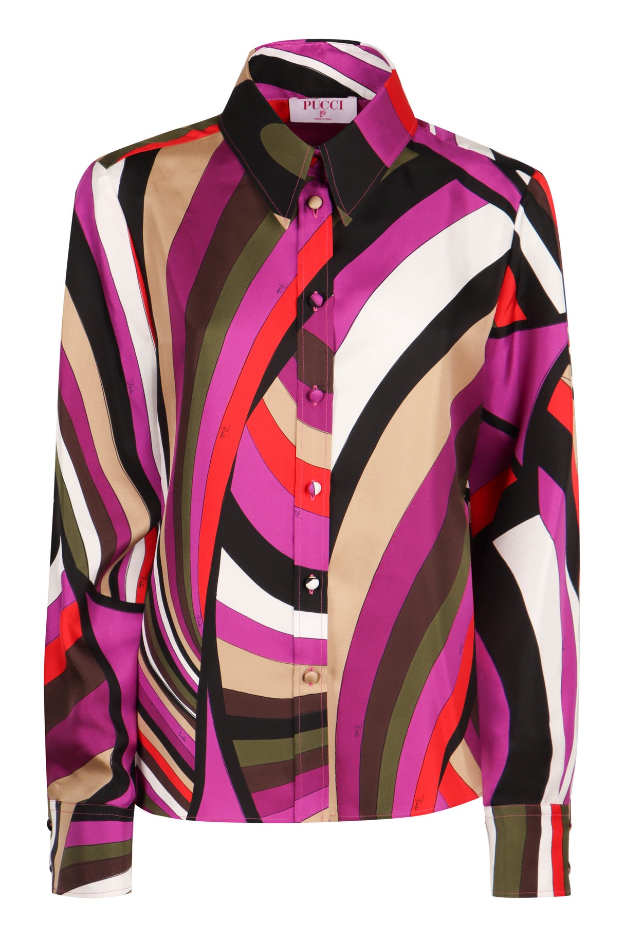 قميص حريري وردي مطبوع للنساء - مجموعة صيف 2024