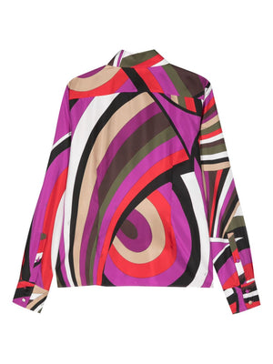 EMILIO PUCCI Multicolor Geometric Printed Silk Shirt for Women