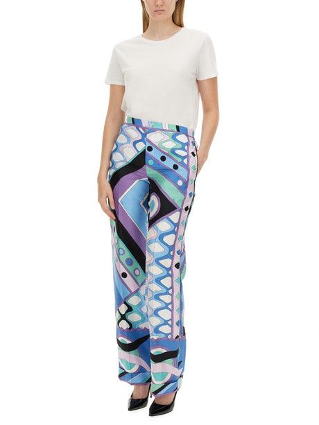 EMILIO PUCCI Vivara Print Silk Pants (Size S)