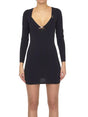 ALEXANDER WANG Black Stretch Fabric Dress with Built-In Bra and Crystal Logo for Women