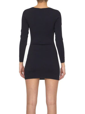 ALEXANDER WANG Black Stretch Fabric Dress with Built-In Bra and Crystal Logo for Women