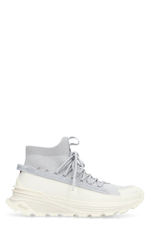 MONCLER Gray Glitter High-Top Sneakers for Women with Vibram Sole