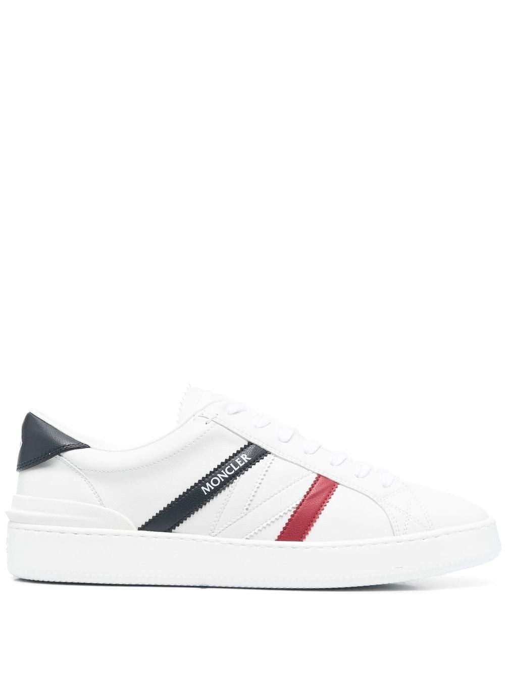 White Leather Men's Trainers with Red and Blue Accents