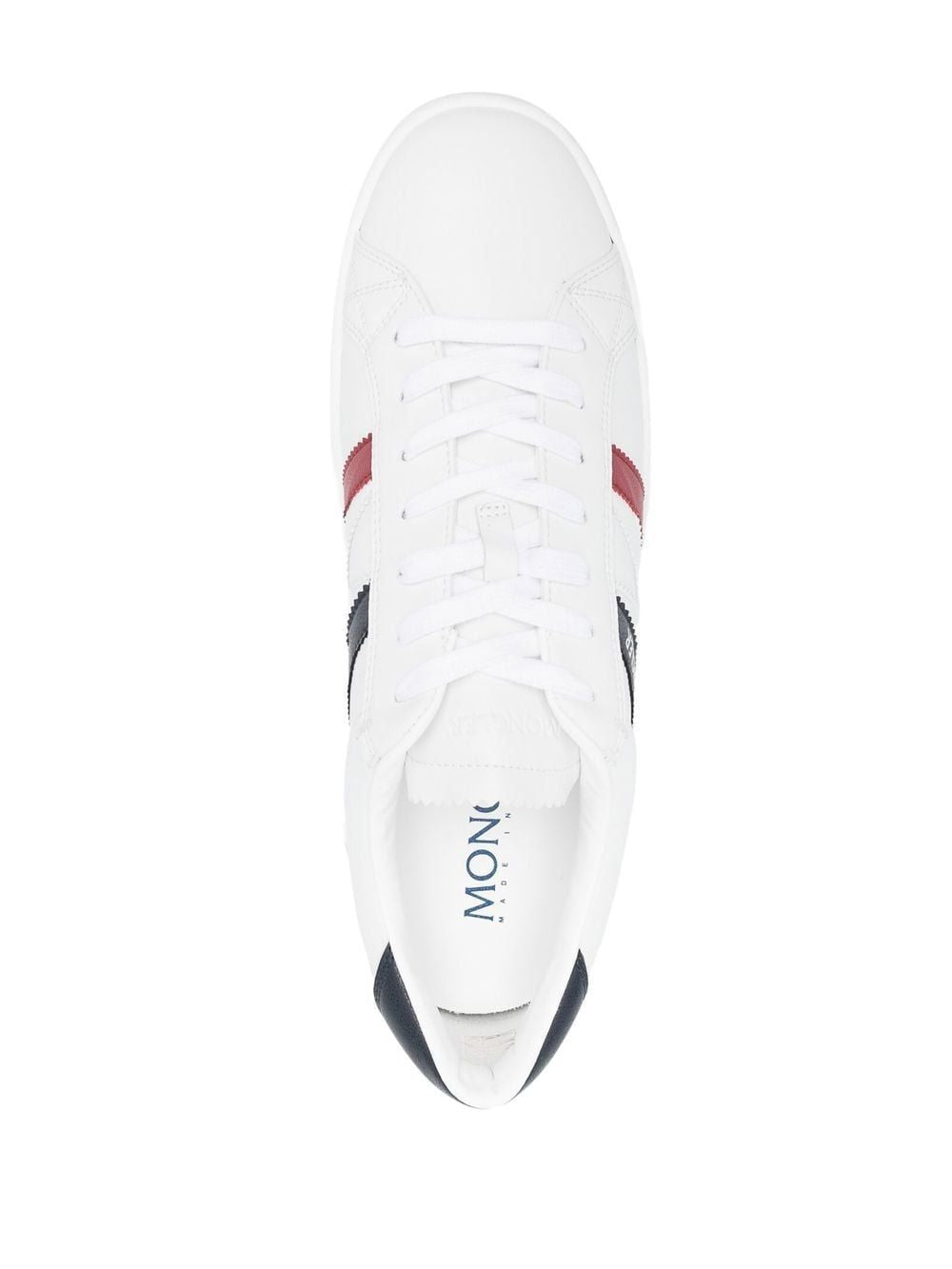 MONCLER White Leather Trainers for Men with Red and Blue Accents and Logo Detail