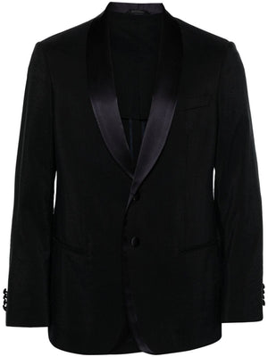 Men's Black Crinkle Effect Button Down Blazer for SS24