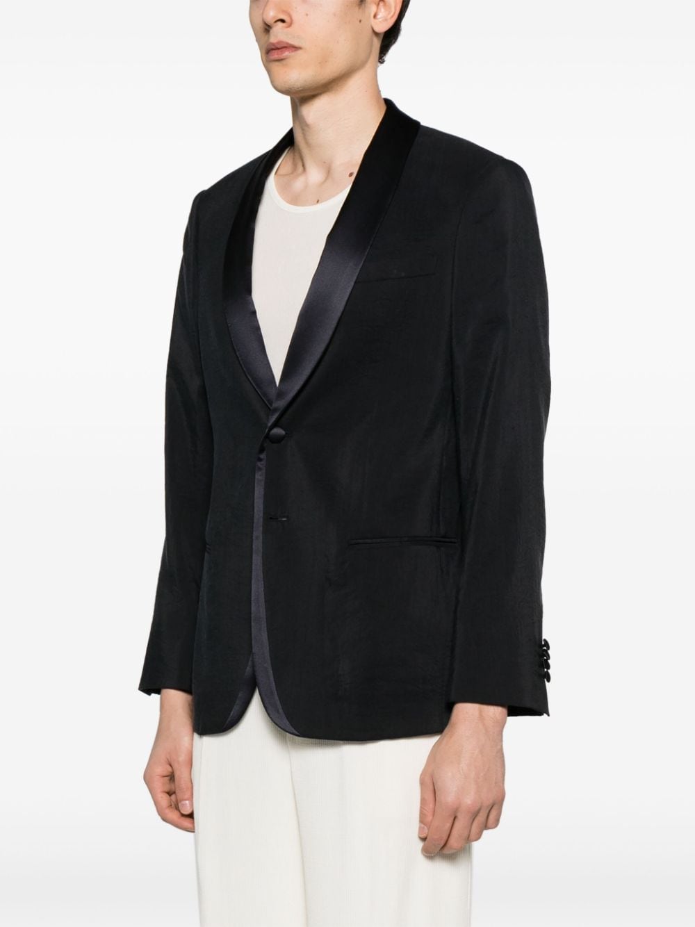 Men's Black Crinkle Effect Button Down Blazer for SS24