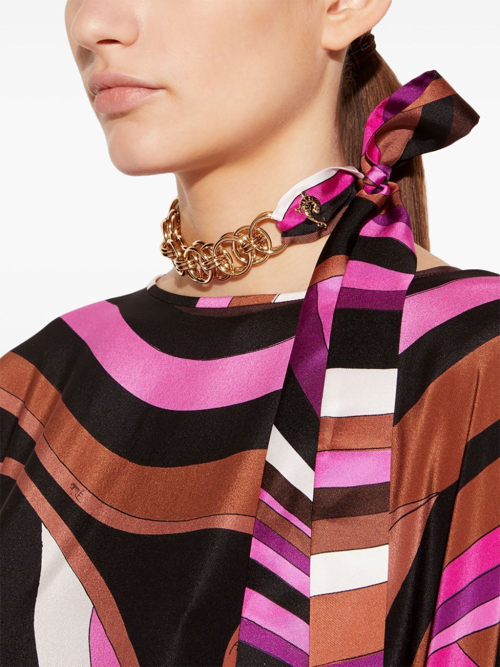 EMILIO PUCCI Multicolour Print Silk Necklace