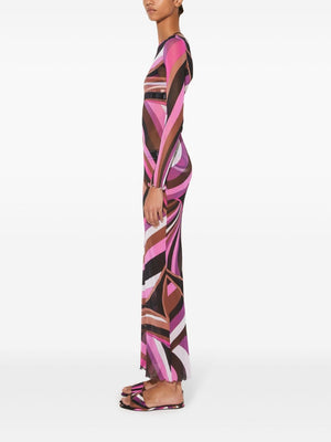 EMILIO PUCCI Printed Long Dress - Fuchsia Pink Abstract Design