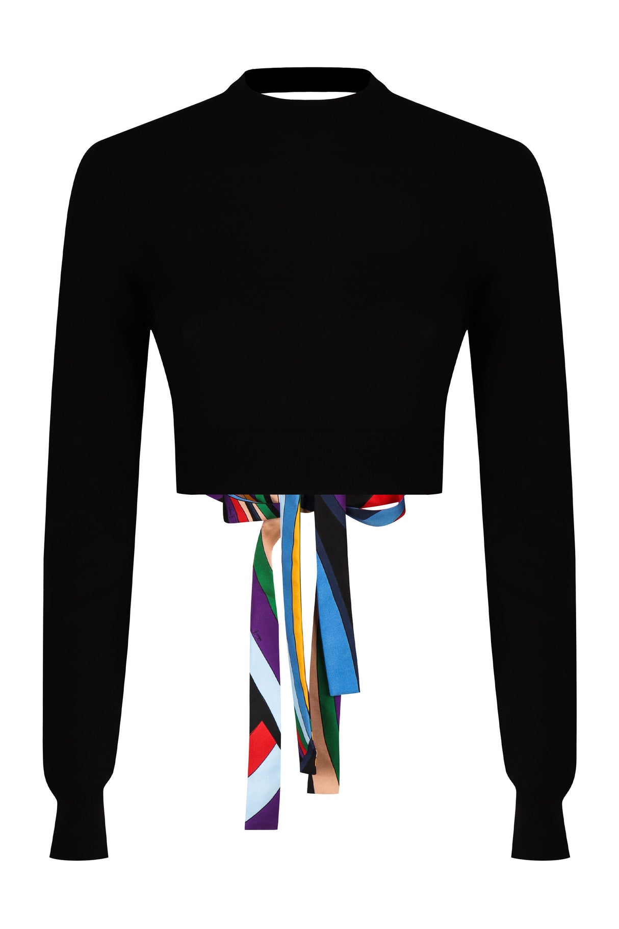 EMILIO PUCCI Cropped Bow-Back Fine Knit Sweater