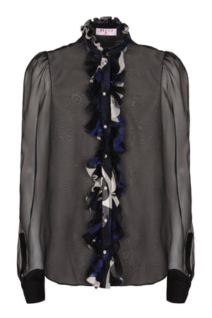 EMILIO PUCCI Chic Silk Shirt with Front Ruffles for Women