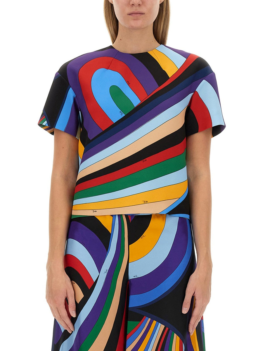 EMILIO PUCCI Regular Fit Cady T-Shirt for Women - Size 40 IT