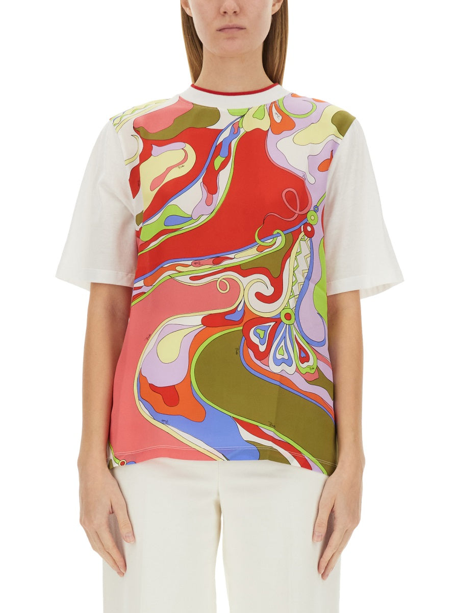 EMILIO PUCCI Printed Cotton T-Shirt - Size S