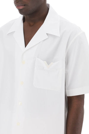 VALENTINO GARAVANI Men's White V-Neck Bowling Shirt for SS24