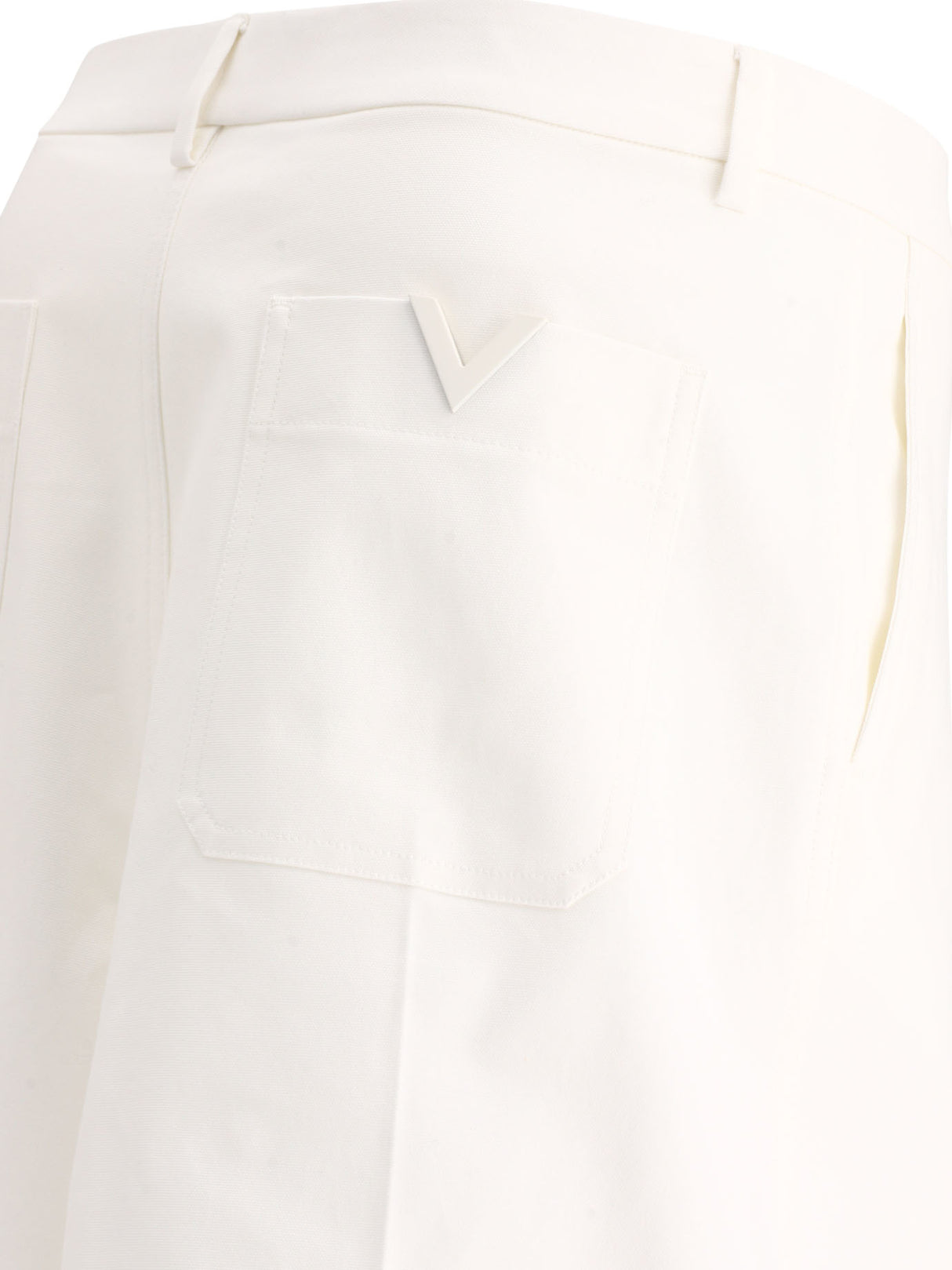 VALENTINO White V-Detail Cotton Shorts for Men