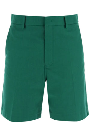 VALENTINO GARAVANI Canvas Bermuda Shorts with V Detail - Regular Fit