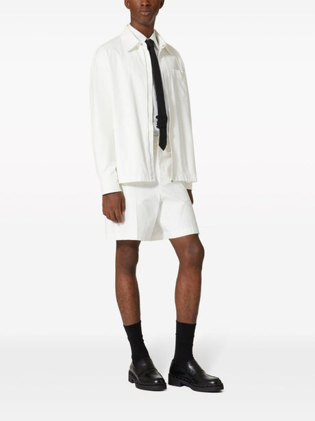 VALENTINO White V Detail Cotton Bermudas for Men - SS24 Collection