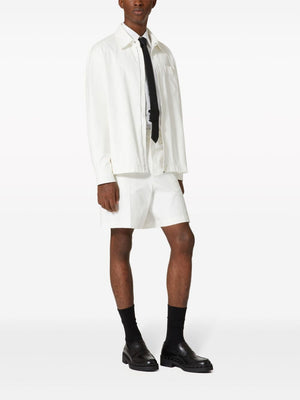 VALENTINO White V-Detail Cotton Shorts for Men