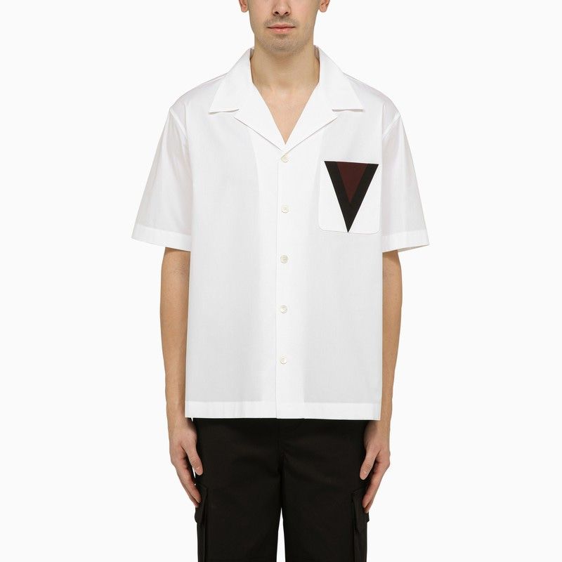 VALENTINO Men's Classic White Bowling-Inspired Shirt