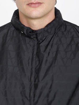 VALENTINO Stylish Black Nylon Jacket with Logo Design for Men