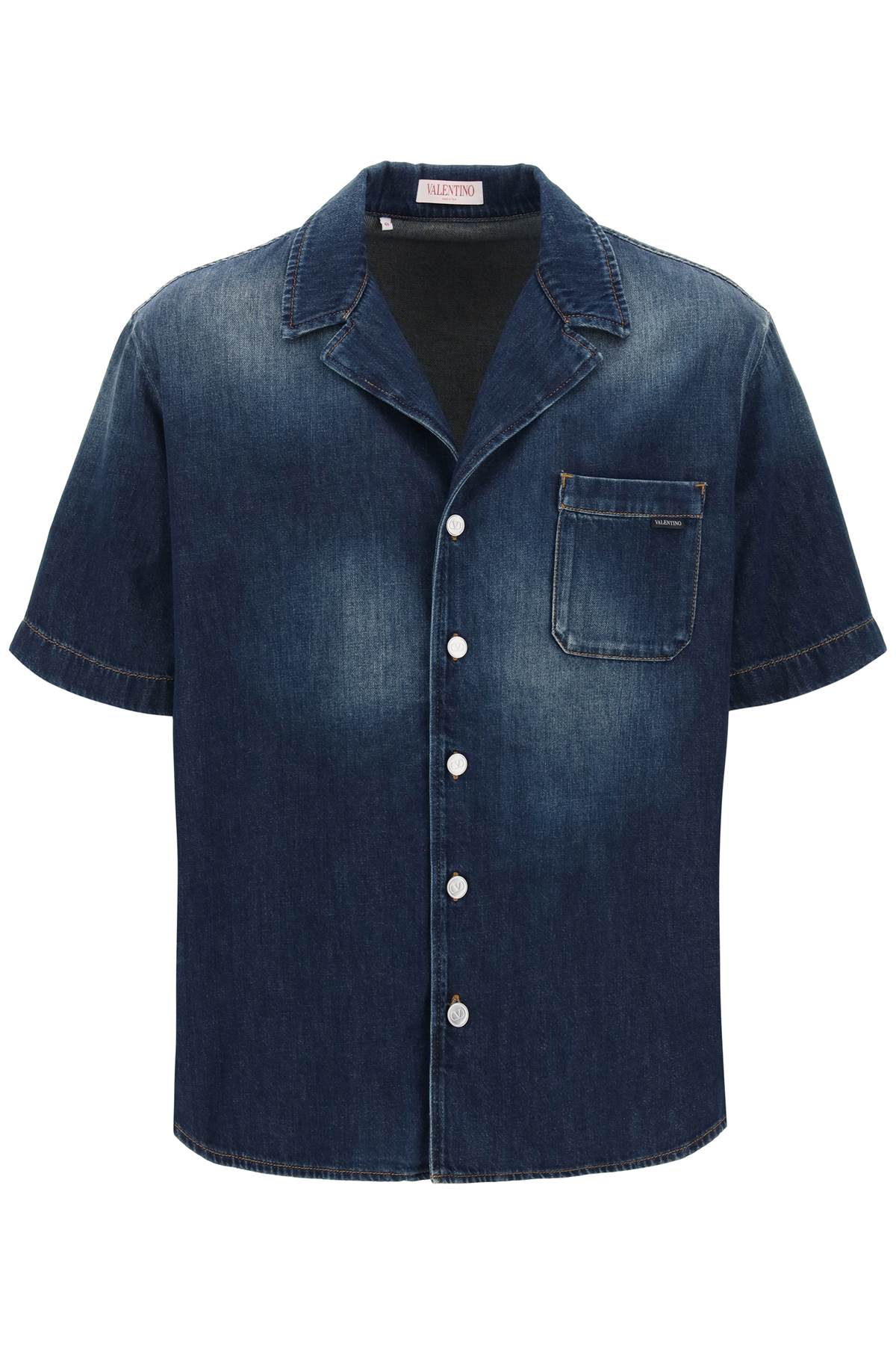 VALENTINO Men's Lightweight Dark Wash Denim Shirt for SS24