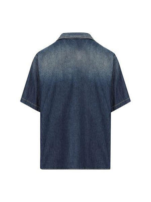 VALENTINO Men's Lightweight Dark Wash Denim Shirt for SS24