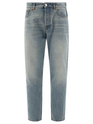 VALENTINO Mid-Rise Tapered Leg Denim Jeans