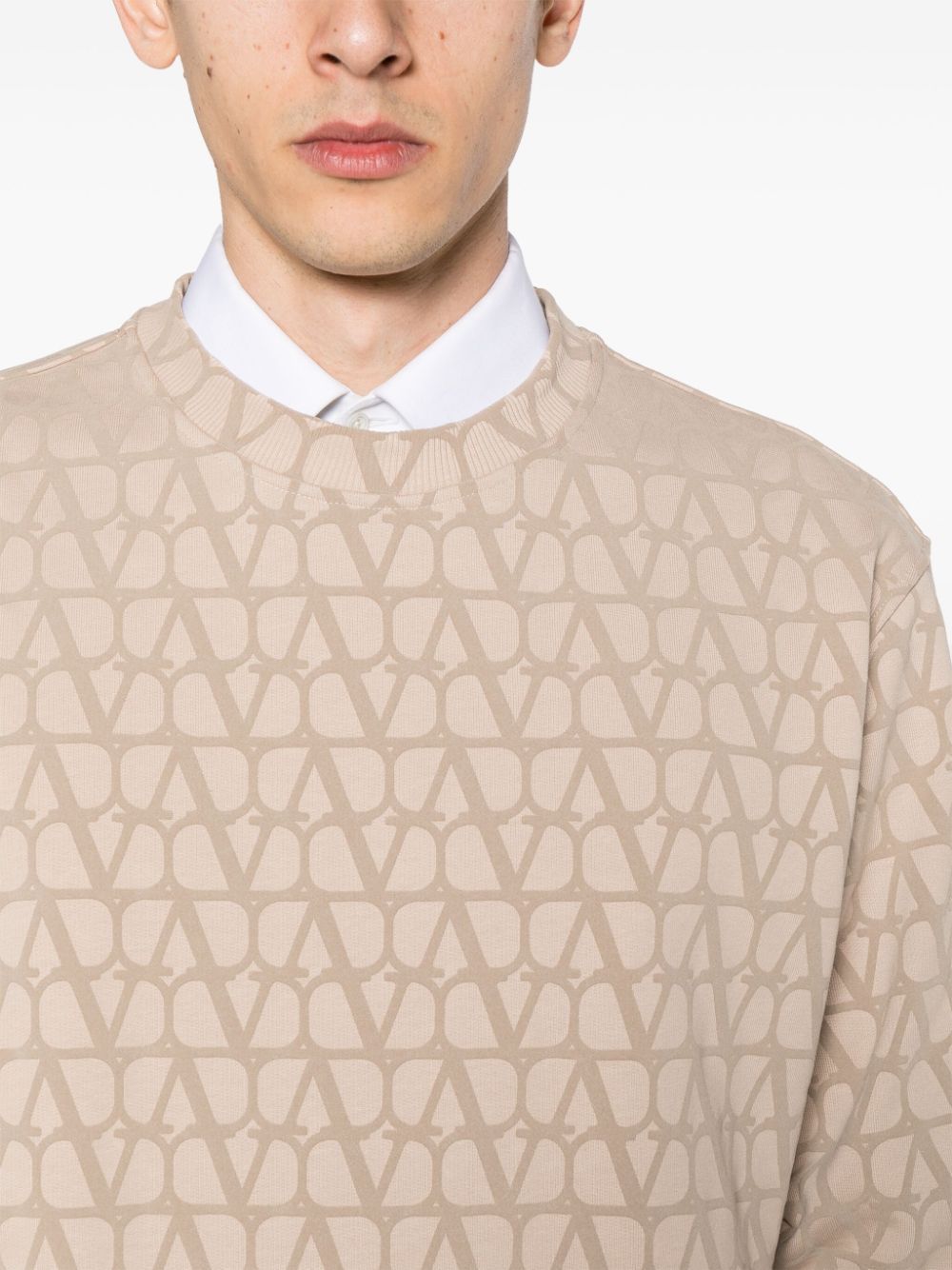 VALENTINO Mens Iconographic Toile Sweatshirt in Melangrey for SS24