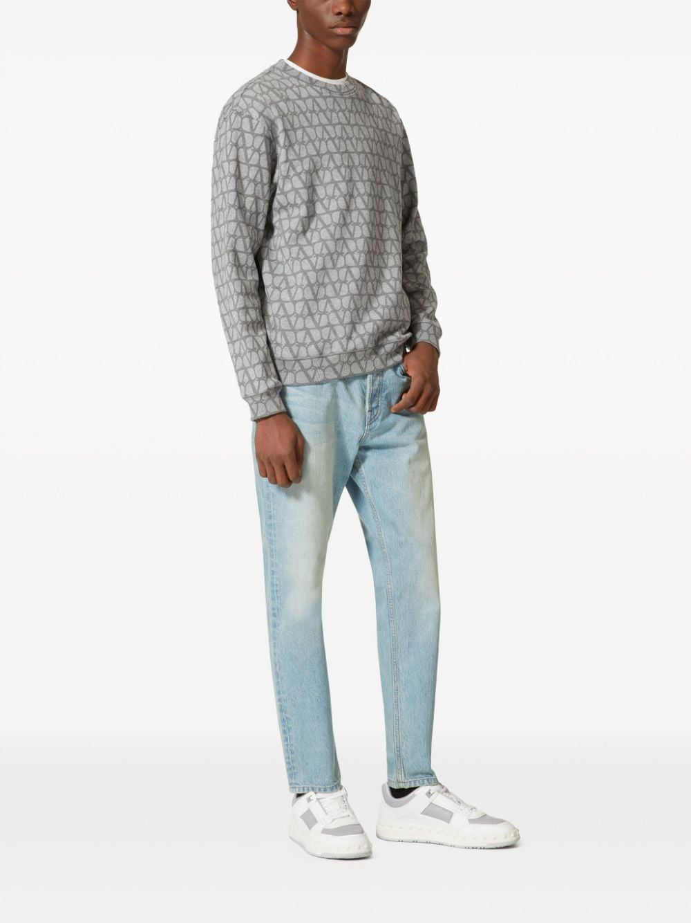 VALENTINO Mens Iconographic Toile Sweatshirt in Melangrey for SS24