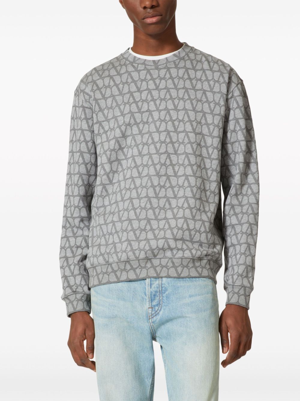 VALENTINO Mens Iconographic Toile Sweatshirt in Melangrey for SS24