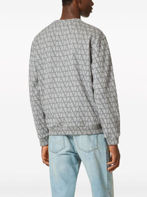 VALENTINO Mens Iconographic Toile Sweatshirt in Melangrey for SS24