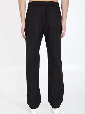 VALENTINO Men's V-Detail Stretch Cotton Trousers in Nero for SS24