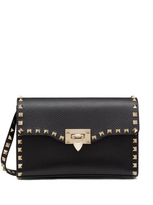 VALENTINO Chic Small Rockstud Black Leather Crossbody Bag for Women