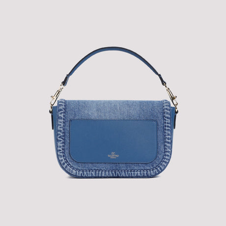 VALENTINO Women's Blue Cotton Shoulder Bag for SS24 Collection