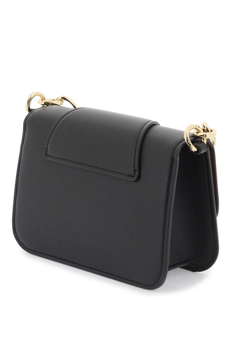 VALENTINO GARAVANI Mini VLogo O'Clock Black Leather Crossbody Bag with Gold-Tone Chain