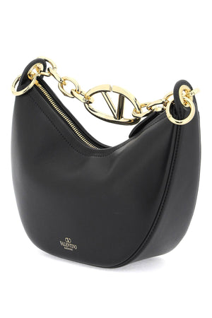Luxurious Black Mini VLogo Moon Hobo Handbag