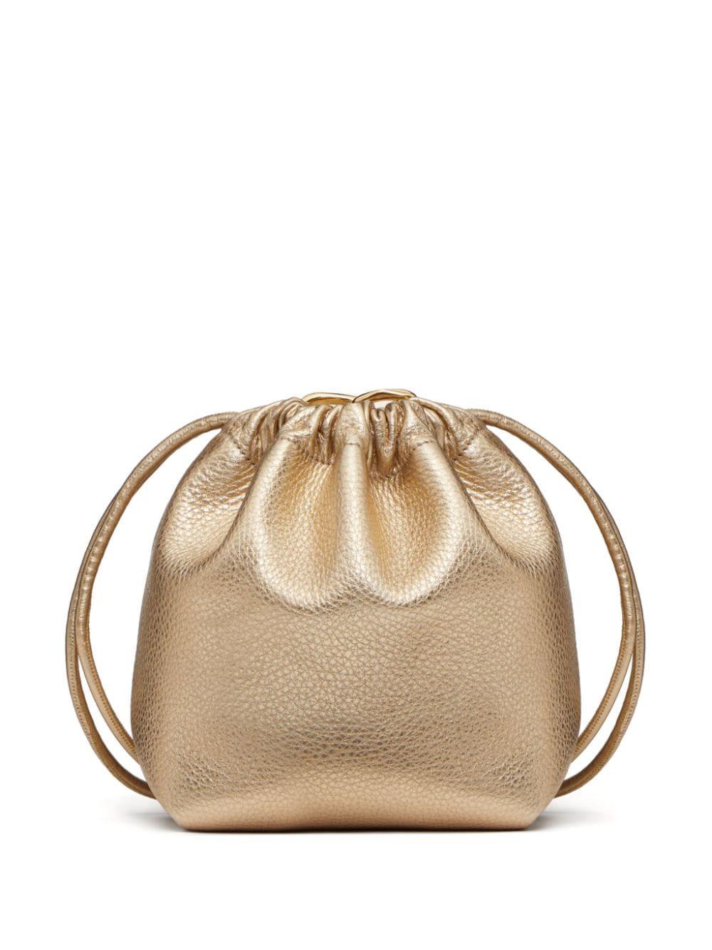 VALENTINO Women's Mini Leather Bucket Bag in Mekong Brown - SS24 Collection