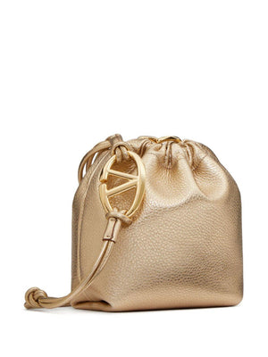 VALENTINO Women's Mini Leather Bucket Bag in Mekong Brown - SS24 Collection