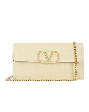 VALENTINO Elegant V-Logo Signature Wallet on Chain for Women in Natsahbeig