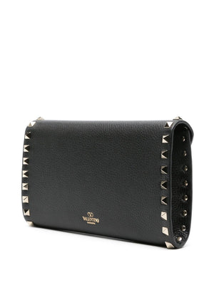 VALENTINO Black Rockstud Wallet on Chain for Women - SS24 Collection