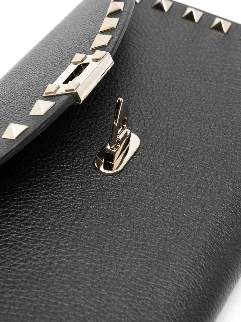 VALENTINO Black Rockstud Wallet on Chain for Women - SS24 Collection