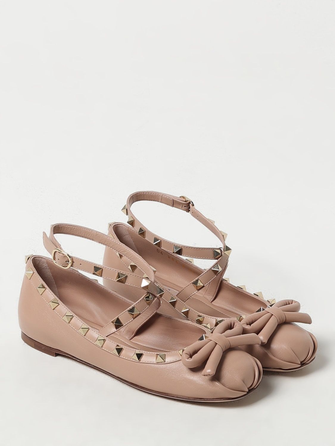 Pink Valentino Rockstud Ballerina Shoes for Women