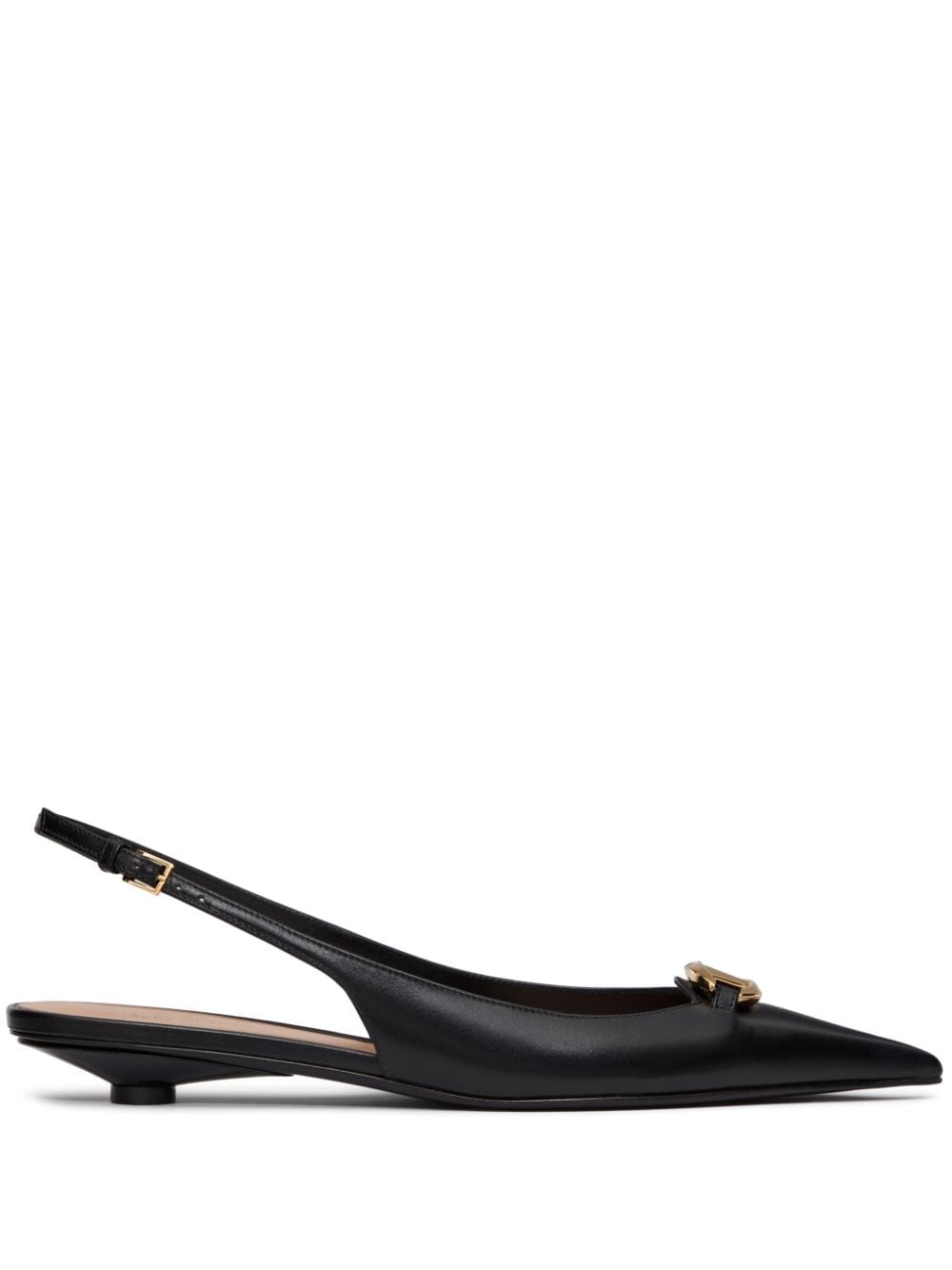 VALENTINO GARAVANI Black Leather Slingback Ballet Flats for Women - SS24 Collection