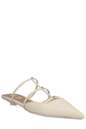 VALENTINO GARAVANI Smooth Leather Rockstud Wispy Mini Flat Sandals