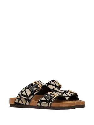 VALENTINO NATNERO Calf Leather Slide Sandals for Women