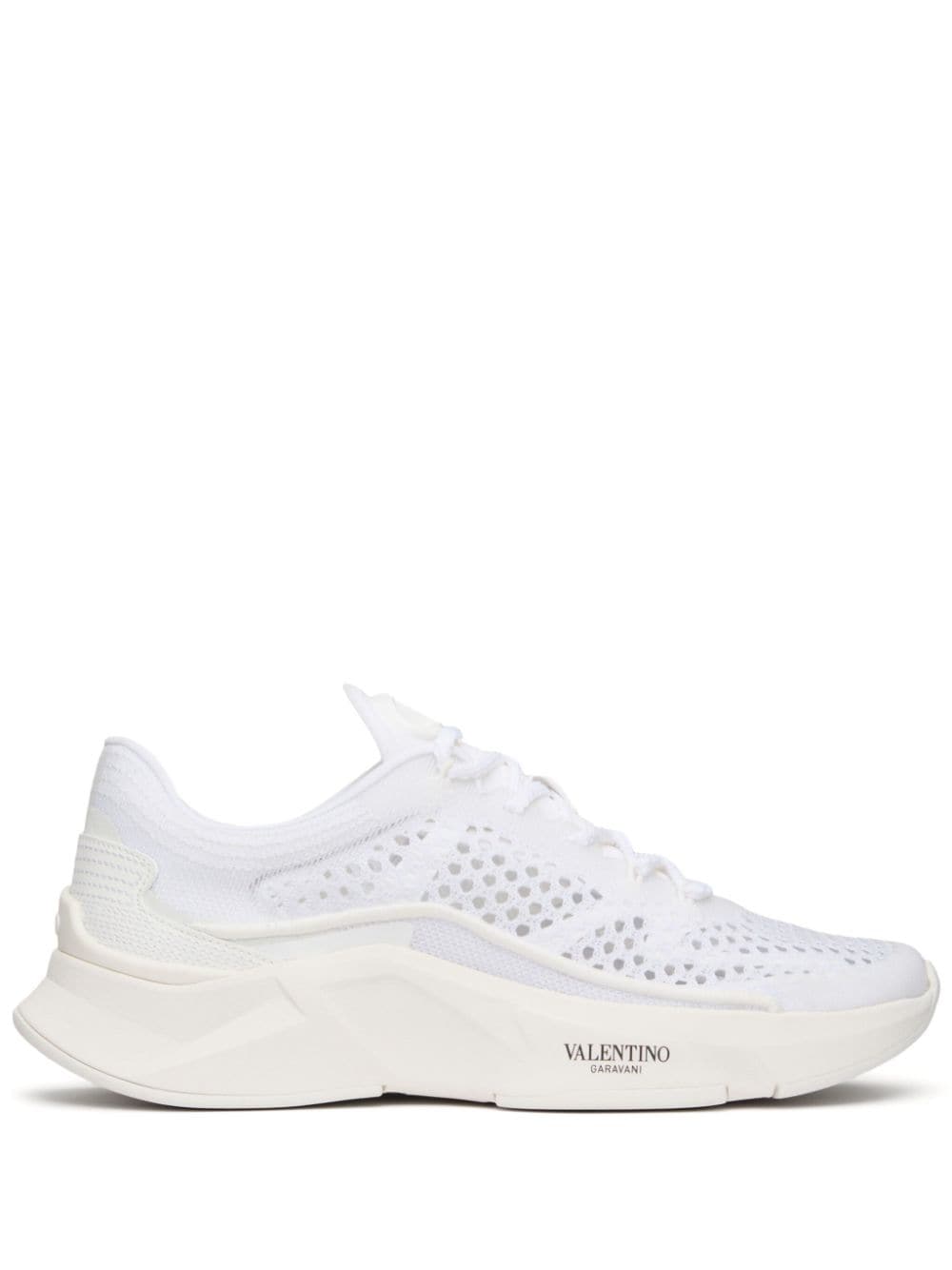 VALENTINO GARAVANI White Mesh Panel Sneakers with Chunky Rubber Sole for Women