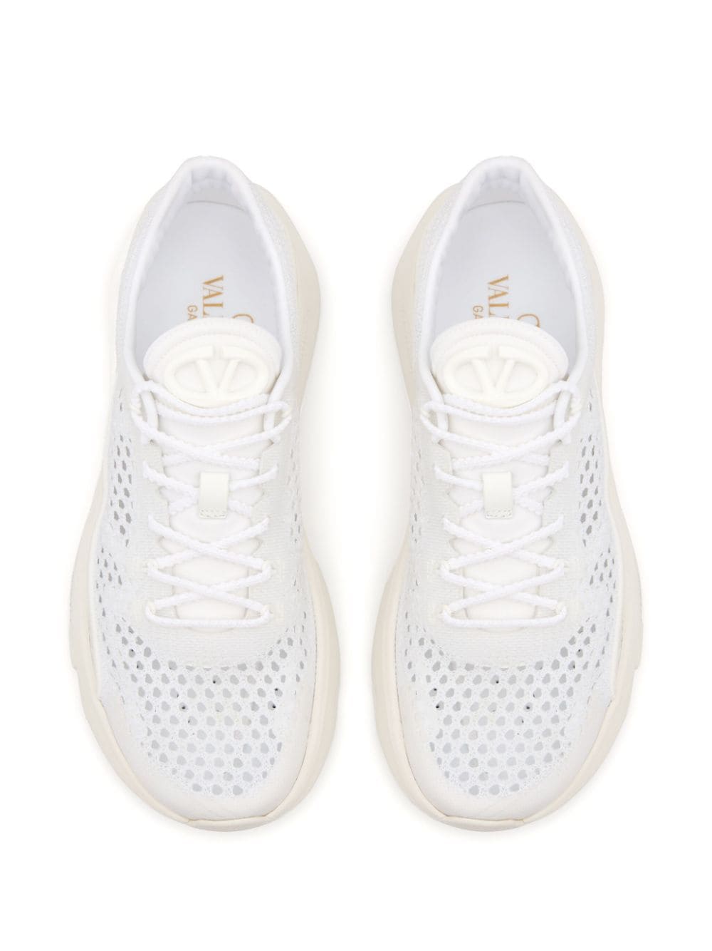 VALENTINO GARAVANI White Mesh Panel Sneakers with Chunky Rubber Sole for Women