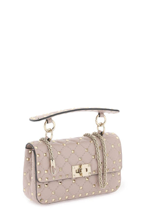 VALENTINO Pink Lambskin Leather Mini Shoulder Crossbody Bag with Rockstud Detailing for Women