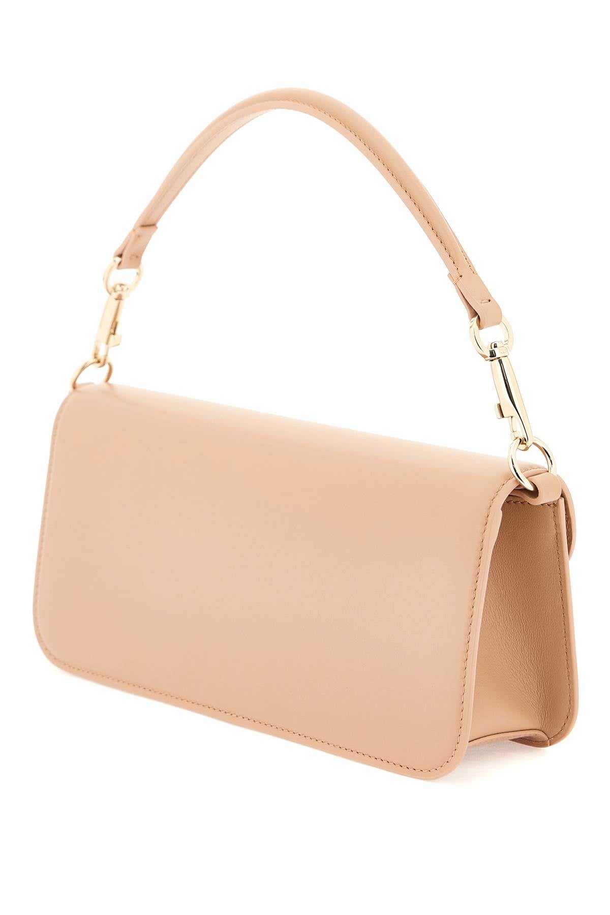 Shoulder Handbag in Neutral Calf Leather
