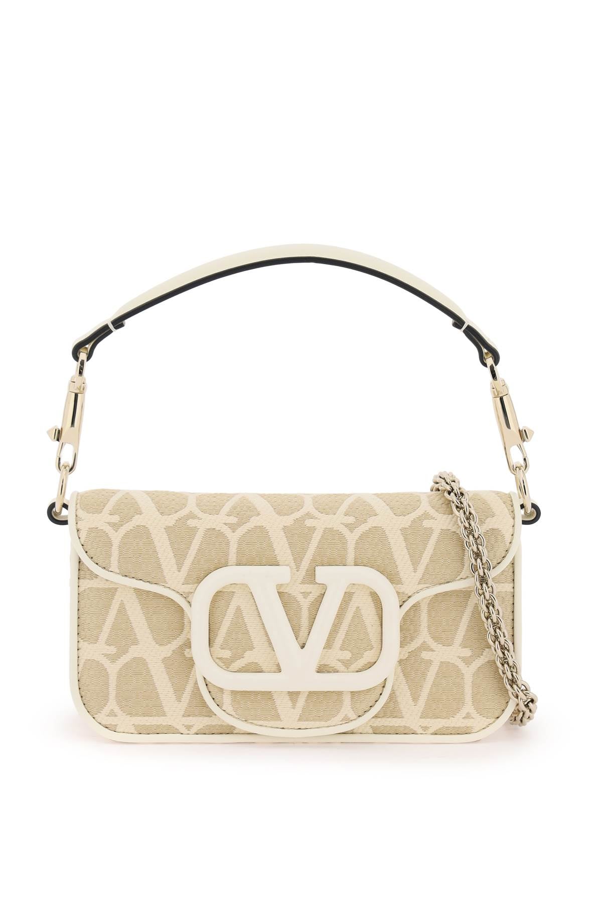 VALENTINO GARAVANI Raffia Shoulder Handbag with Toile Iconographe Pattern