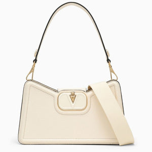 Tan-Colored Grained Calfskin Shoulder Handbag